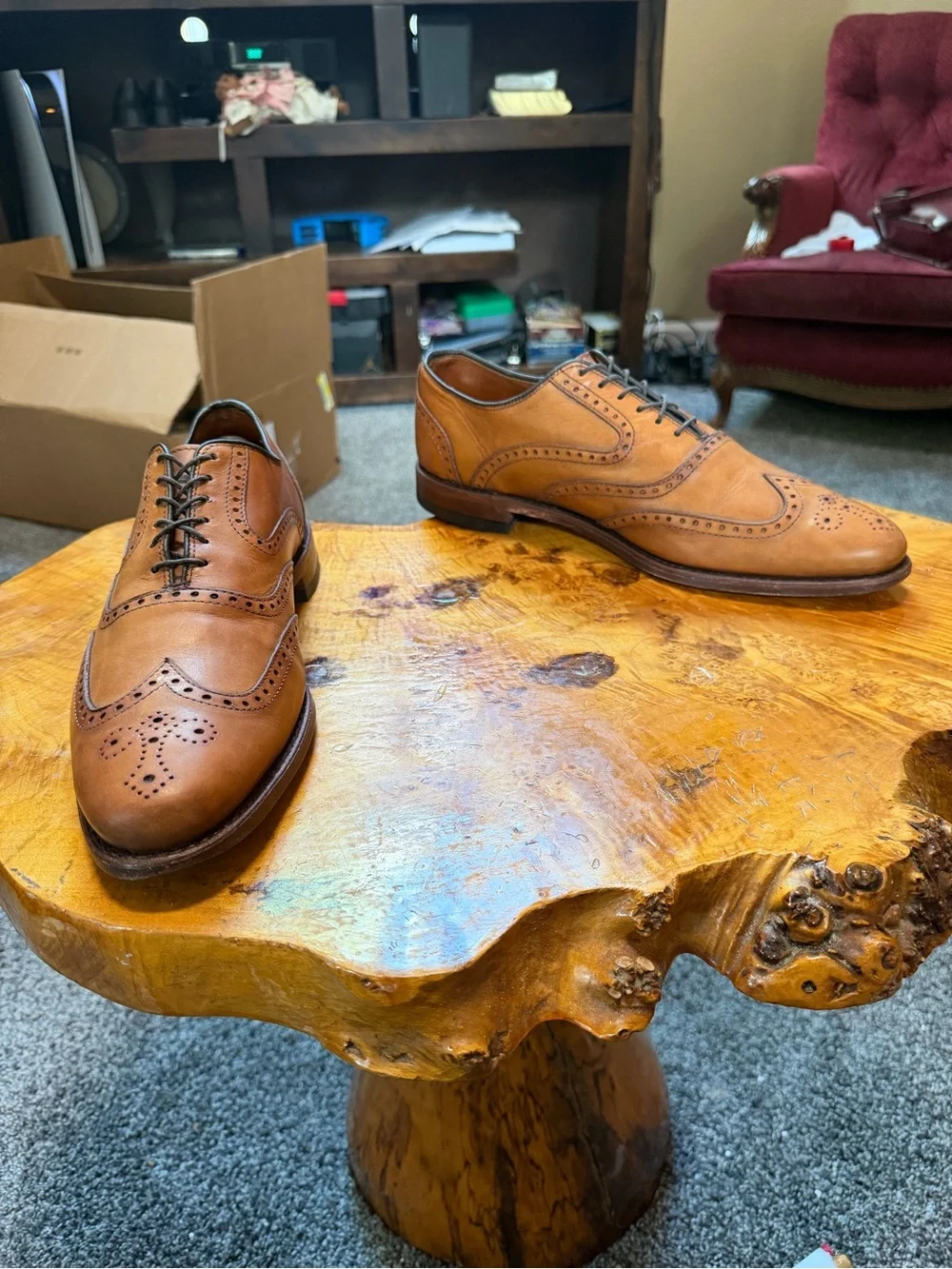 Allen Edmonds McClain Men's Wingtip Oxford Shoes Walnut Brown Leather Size 11.5D